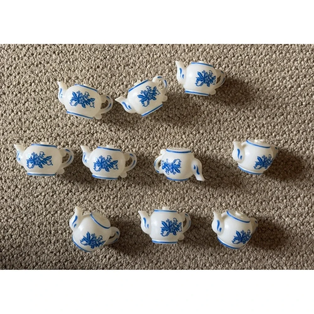 Vintage Blue White Teapot String Light Covers Set of 10 Patio Party Lights
